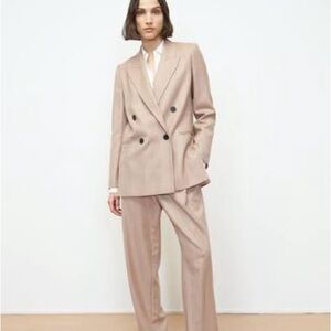 Rebecca Taylor Beige Double-Breasted Pantsuit